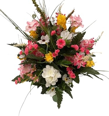Product: Jucgghk Vivid and Realistic Floral Art Handmade Cemetery Flowers,Colorful Cemetery Vase Arrangement for Cemetery Headstones Gravesites