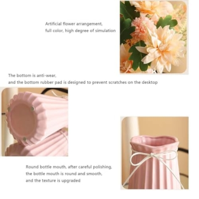 Product: SHUawan Artificial Silk Flower Bouquet with Ceramic Vase – 48cm Faux Flowers for Home Office Wedding Christmas Décor