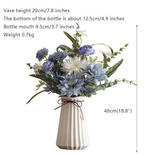 Product: SHUawan Artificial Silk Flower Bouquet with Ceramic Vase – 48cm Faux Flowers for Home Office Wedding Christmas Décor