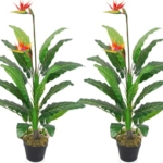 Product: Pair AMERIQUE 5 Feet Artificial Plant Bird of Paradise Trees with Two Flower Sprays Potted in Nursery Pot