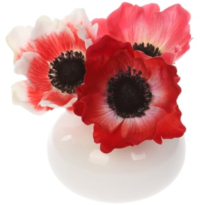 Product: 5" Silk Anemone Flower Arrangement w/Ceramic Vase -2 Tone Red (Pack of 6)