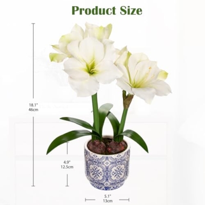 Product: Briful 2 Pack White Amaryllis Artificial Flower Bundle for Home Office Room Table Vase Arrangement Centerpiece