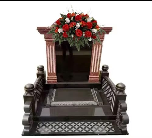 Silky Flower Store Artificial Cemetery Flower Saddle Red White Rose Outdoor Grave Marker Memorial Arrangement 32in 2 2 Product: Jucgghk Vivid and Realistic Floral Art Red White Rose Cemetery Saddle,Spring Cemetery Headstone Flower for Gravestone Grave Yard Ground Outdoor