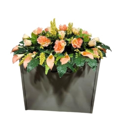 Product: Peach Headstone Saddle, Calla Lily and Rose Grave Flowers for Perfect Funeral or Memorial Decoration Garland for Table Centerpiece Holiday Party Weddi