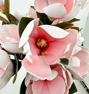 Product: 3PCS Pink 3 Heads Magnolia Stem,30" Realistic Artificial Flower for Wedding Table DIY Floral Arrangement Party Home Decor(NO VASE) for Wedding/Home Decoration