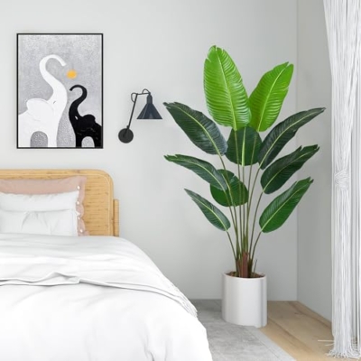 Product: litphke Artificial Tree Bird of Paradise Artificial Plant, 5 Ft Faux Tropical Plant Palm Tree with Leaves Trunks Faux Banana Leaf Tree for Home Decor Living Room Indoor Outdoor Office