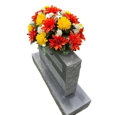 Product: Yellow Mum Headstone Saddle, Orange Dahlia Headstone Saddle for Funeral or Cemetery Memorial Decoration Garland for Table Centerpiece Holiday Party Weddi