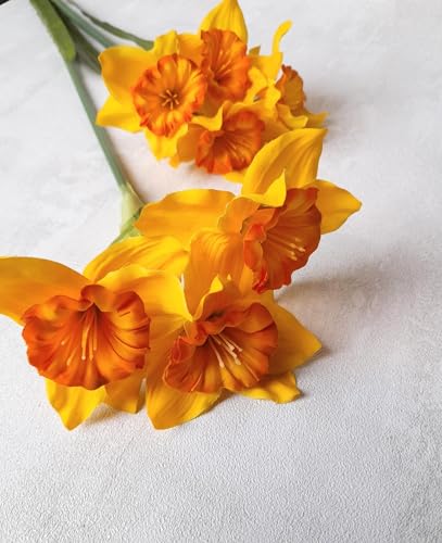 Product: Jucgghk Vivid and Realistic Floral Art 5 PCS Yellow Artificial Daffodil,Beautiful Spring Flowers for Wedding Bridal Bouquets, Floral Arrangement, Table Centerpieces, Home Decorations