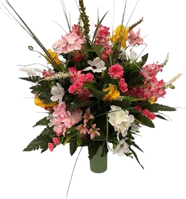 Product: Jucgghk Vivid and Realistic Floral Art Handmade Cemetery Flowers,Colorful Cemetery Vase Arrangement for Cemetery Headstones Gravesites