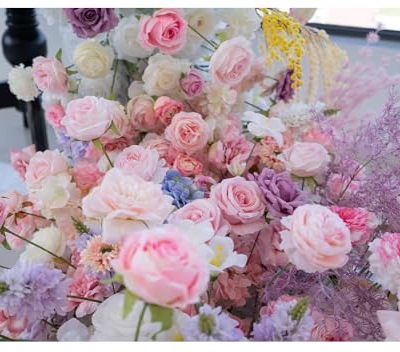 Silky Flower Store Artificial Flower Garland Runner, Cascading Wedding Centerpiece, Pink White Hydrangea Rose Decor, 240cm x 110cm 16 16 Product: 94.5in Artificial Flower Garland Runner, Cascading Floral Centerpiece for Wedding & Banquet Table Decor, Hotel Event Conference Party Backdrop, Faux Hydrangea Rose Bouquet