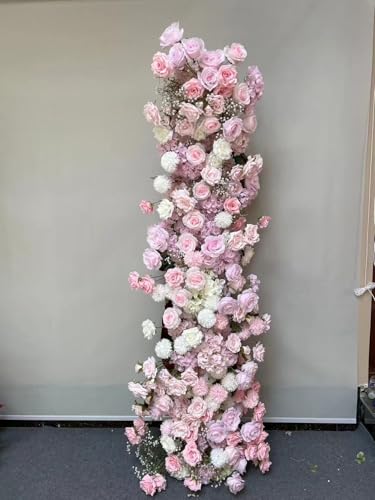Product: 5D Pink White Rose Decor Floral, Hydrangea Baby's Breath Wedding Arch Artificial Flower for DIY Flower Arch and Reception Backdrop Decoration (200x70cm)