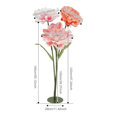 Product: NTNOEA Giant Artificial Flowers Set of 3-55 Inch Tall Large Crepe Paper Flowers with Stand, Oversized Fake Flowers for Wedding Decor, Photo Backdrop, Party Centerpiece (Pink/Peach/Orange)