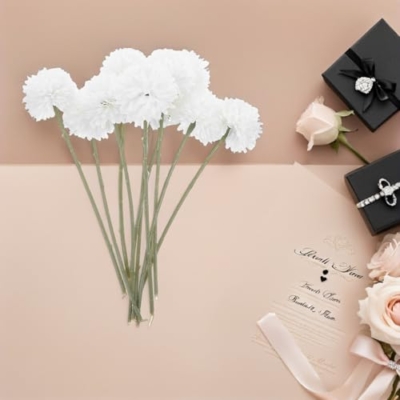 Product: LOGOFUN 30PCS Artificial Ball Flowers Bouquet Fake Floral Stems for Home Office Wedding Banquet Party Decoration - White