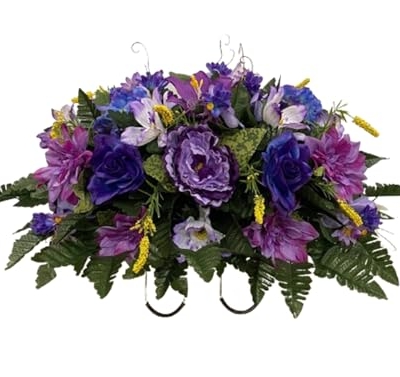 Product: Jucgghk Vivid and Realistic Floral Art Roses Peony Cemetery Saddle,Spring Cemetery Decoration,Father's Day Headstone Flower for Cemetery Headstones Decoration Outdoor Memorial Decorations