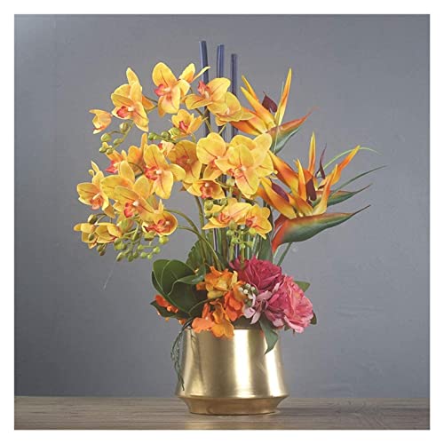 Product: CAIMIAO Artificial Flowers with Ceramic Vase,Artificial Orchid Bird of Paradise Artificial Flower Arrangement for Home Decoration