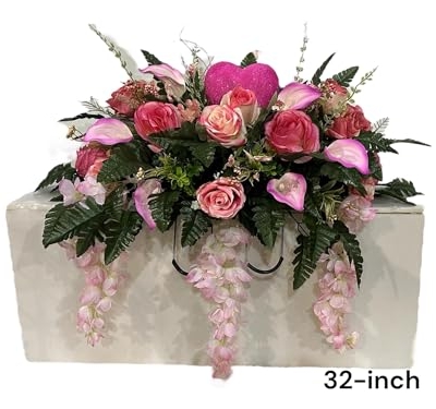 Product: Jucgghk Vivid and Realistic Floral Art Valentine's Day, Mother's Day Cemetery Saddle,Spring Cemetery Flowers,Headstone Flower,Flower for Cemetery