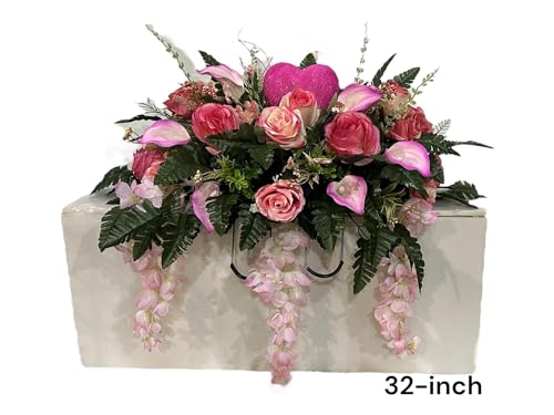 Product: Jucgghk Vivid and Realistic Floral Art Valentine's Day, Mother's Day Cemetery Saddle,Spring Cemetery Flowers,Headstone Flower,Flower for Cemetery