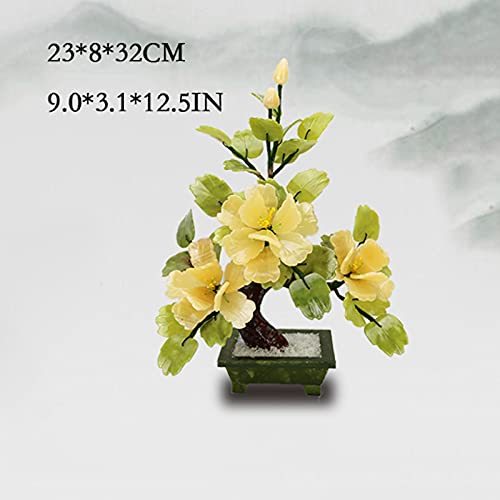 Product: Artificial Tree Artificial Bonsai Flowers Artificial Flowers Jade Potted Plant Peony Flower Decoration for Home Decor Jade Carving Bonsai Artificial Bonsai Tree,Gold
