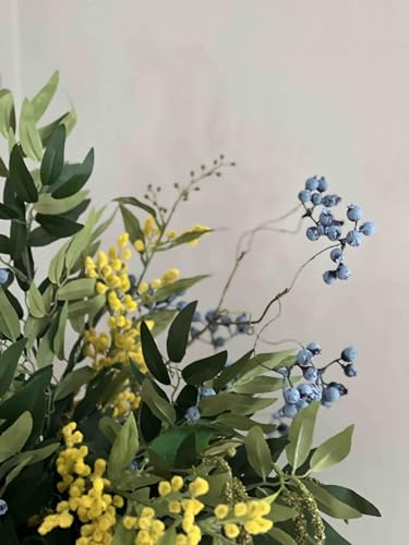 Product: Mimosa and Berries Flower Arrangement, Autumn Artificial Flowers for Home Decor Table Centerpieces Kitchen Garden Party Décor Garland for Table Centerpiece Holiday Party Weddi