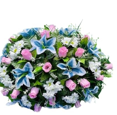 Product: Jucgghk Vivid and Realistic Floral Art Artificial Cemetery Flower Saddles, Rose Headstone Flower Saddle Outdoor Grave Decorations,Cemetery Memorial Flowers for Grave Tombstone Decorations