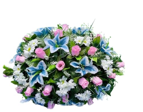 Product: Jucgghk Vivid and Realistic Floral Art Artificial Cemetery Flower Saddles, Rose Headstone Flower Saddle Outdoor Grave Decorations,Cemetery Memorial Flowers for Grave Tombstone Decorations