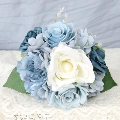 Product: Dusty Blue Bride Bouquet & Bridesmaid Bouquets Set of 2 for Wedding Artificial Roses Flowers Wedding Flowers Bouquets for Bride Bridesmaids Marriage Proposal Party Church Decoration