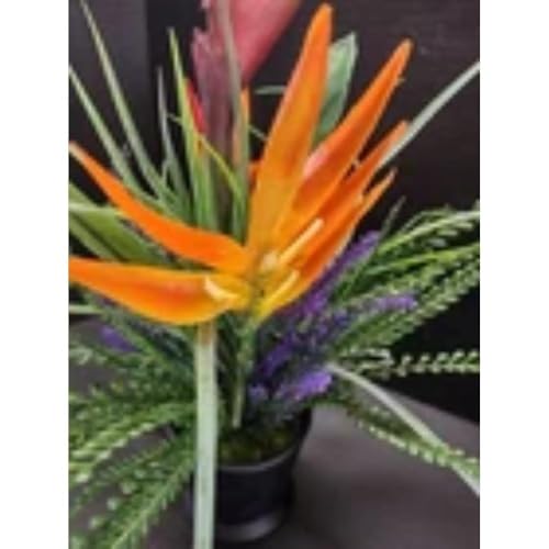 Silky Flower Store Bird of Paradise Faux Silk Table Centerpiece, Tropical Wedding Decor, On Foam Disc, 17in Tall, 4in Disc 3 3 Product: Bird of Paradise On Disc Table Decoration, Weddings, Centerpiece Or Artificial Flowers
