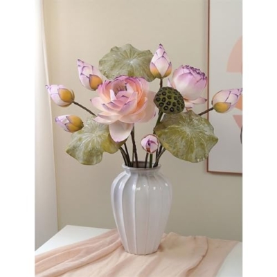 Product: Floral Installations Artificial Silk Flower Arrangement Zen Lotus Simulation Flower Arrangement High-Grade Coffee Table Decoration Party Decoration