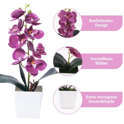Product: JINXIAN 3 Pieces Orchids Artificial Flowers & Plants 30 cm Artificial Flowers in Pot Artificial Flowers Like Real Artificial Flowers Artificial Plant for Living Room Office Decoration