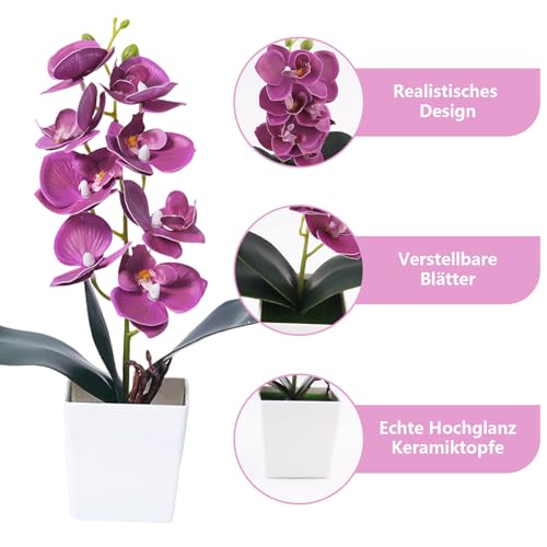 Product: JINXIAN 3 Pieces Orchids Artificial Flowers & Plants 30 cm Artificial Flowers in Pot Artificial Flowers Like Real Artificial Flowers Artificial Plant for Living Room Office Decoration