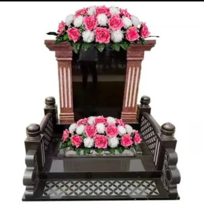 Silky Flower Store Cemetery Saddle Floral Grave Arrangement Pink Open Rose White Mum, Artificial Memorial Tombstone Flowers, 30x21x10in 10 10 Product: Jucgghk Vivid and Realistic Floral Art Beauty Pink Open Rose and White Mum Cemetery Saddle,Mothers Day Headstone Saddle,Cemetery Flower Arrangement for Grave