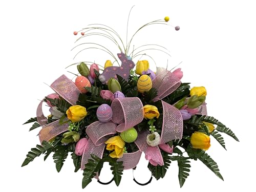 Jucgghk Vivid and Realistic Floral Art Handmade Easter Flower Cemetery Saddle,Spring Cemetery Flowers, Cemetery Decoration,Grave Site Flower for Headstone Flower - Artificial Flower Arrangements Product: Jucgghk Vivid and Realistic Floral Art Handmade Easter Flower Cemetery Saddle,Spring Cemetery Flowers, Cemetery Decoration,Grave Site Flower for Headstone Flower