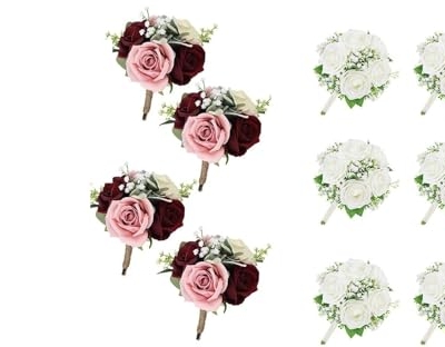 Product: Beautiful Flower Lifelike Bridesmaid Bouquets, 4Pcs and 6Pcs Artificial Flowers for Weddings, Small Bouquets, Centrepiece for Ceremonies and Anniversary Proposals Used for Home Decoration, Weddings