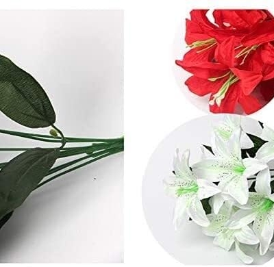 Product: SHUawan Artificial Lily Flowers Bouquet – Silk DIY Single Bundle Fake Flowers for Home, Wedding, Party, and Centerpiece Decor(Gray)