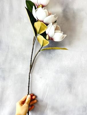 Silky Flower Store Artificial Magnolia Stem, Mauve 3 Head Flower, Wedding Home Decor, 30in 10 10 Product: 3PCS Mauve 3 Heads Magnolia Stem,30" Realistic Artificial Flower for Wedding Table DIY Floral Arrangement Party Home Decor(NO VASE) for Wedding/Home Decoration