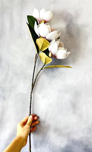 Silky Flower Store Artificial Magnolia Stem, Mauve 3 Head Flower, Wedding Home Decor, 30in 4 4 Product: 3PCS Mauve 3 Heads Magnolia Stem,30" Realistic Artificial Flower for Wedding Table DIY Floral Arrangement Party Home Decor(NO VASE) for Wedding/Home Decoration