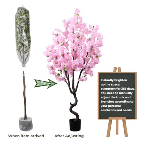 Product: Artificial Cherry Blossom Tree 5.58 FT Tall Faux Tree Decor Pink Cherry Blossom Tree Indoor for Home Room Decor Gift for Women