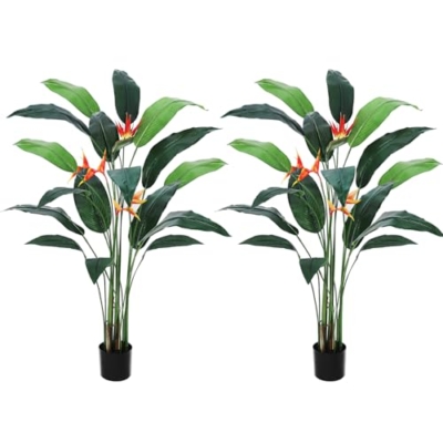 Product: Artificial Bird of Paradise Plant 7FT(84in) Fake Palm Tree for Indoor Outdoor Modern Decor Faux Tree for Home Office Perfect Housewarming Gift with 17 Trunks Faux Leaves & 3 Flowers 2 Pack