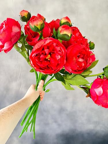 Product: 3PCS 2-Heads Red Peony Flowers,Artificial Beautiful Plants for Wedding Home Table Centerpieces Decoration Floral Arrangement (NO VASE) for Wedding/Home Decoration