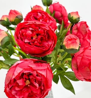 Product: 3PCS 2-Heads Red Peony Flowers,Artificial Beautiful Plants for Wedding Home Table Centerpieces Decoration Floral Arrangement (NO VASE) for Wedding/Home Decoration
