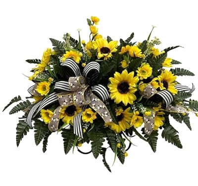 Product: Jucgghk Vivid and Realistic Floral Art Sunflower Spring Cemetery Flowers,Grave Site Flower,Headstone Flower,Easter Cemetery Saddle Flower for Cemetery