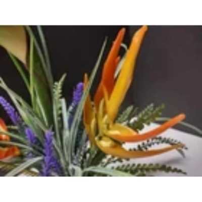 Silky Flower Store Orange Bird of Paradise Silk Table Decoration, Faux Artificial Flowers, Tangerine Accent, 19in Tall, 4in Base 7 7 Product: Orange Bird of Paradise Table Decoration Silk Arrangements Artificial Flowers