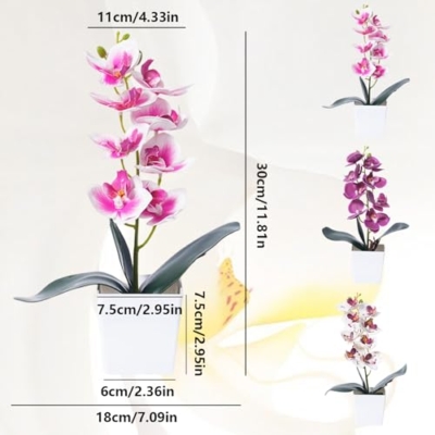 Product: JINXIAN 3 Pieces Orchids Artificial Flowers & Plants 30 cm Artificial Flowers in Pot Artificial Flowers Like Real Artificial Flowers Artificial Plant for Living Room Office Decoration