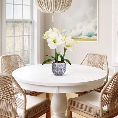 Product: Briful 2 Pack White Amaryllis Artificial Flower Bundle for Home Office Room Table Vase Arrangement Centerpiece