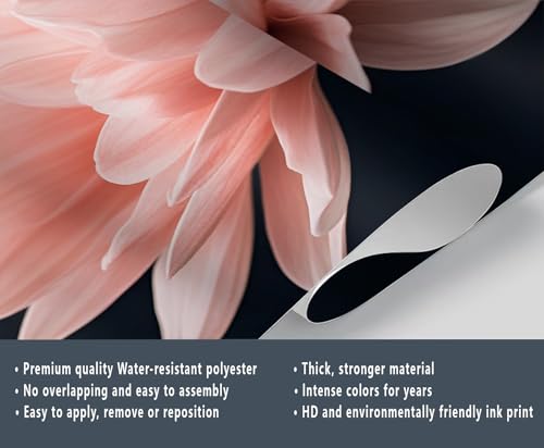 Product: Pink Floral Large Mural - 110" x 79" Mural, Pink Dahlia Wall Murals for Living Room Bedroom, Modern Flower Art Wallpaper, Dahlia Murals (Not Peel and Stick)