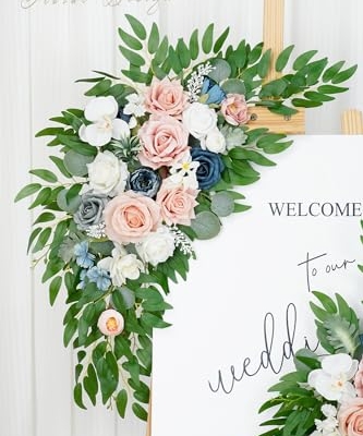 Product: WEIERYUE Artificial Wedding Arch Flowers Kit(Pack of 2) for Wedding Arch, Bridal Shower, Ceremony and Reception Backdrop Decoration (Misty Rose and Navy Blue)
