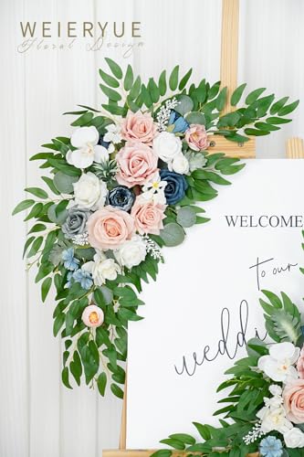 Product: WEIERYUE Artificial Wedding Arch Flowers Kit(Pack of 2) for Wedding Arch, Bridal Shower, Ceremony and Reception Backdrop Decoration (Misty Rose and Navy Blue)