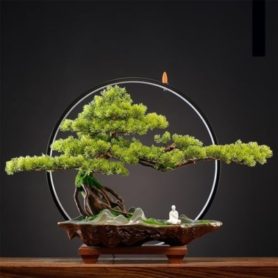 Silky Flower Store Artificial Bonsai Tree Lamp, Simulation Cypress Landscape Decoration Gift, Potted Tabletop Decor 32.5cm 9 9 Product: MOOWI Artificial Bonsai Tree Creative Lamp Circle Simulation Cypress Planting Landscape Decoration Living Room Office Entrance Opening Gift Artificial Trees Plants