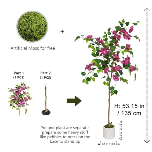 Silky Flower Store Artificial Bougainvillea Blossom Tree, Fake Plant Decor, Lifelike Faux Floral Tree, Indoor Home Office Accent, 135 cm 1 1 Product: Artificial Bougainvillea Blossom Tree 53.15 in / 135 Cm Fake Plant for Home Decor Fake Bougainvillea Tree Bougainvillea Decor
