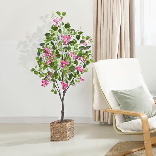Silky Flower Store Artificial Bougainvillea Tree, Faux Pink Flower Tree, 2 Pack, 4FT 3 3 Product: Artificial Bougainvillea Tree 4FT – Faux Bougainvillea Tree for Indoor Home Decor, Realistic Fake Bougainvillea Flower Tree for Office, Bedroom,Living Room(2 Pack)